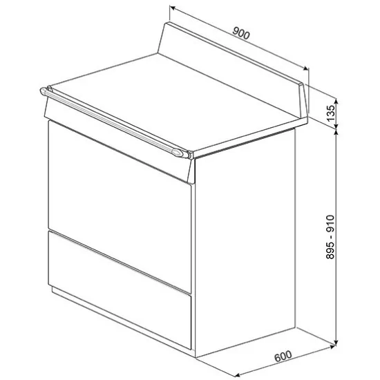 Kitchen "Victoria" 90x60 cm, stainless steel,tri90x1