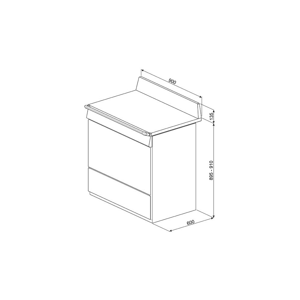 Kitchen "Victoria" 90x60 cm, stainless steel,tri90x1