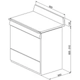 Cucina "Victoria" 90x60 cm, acciaio inox,tri90x1