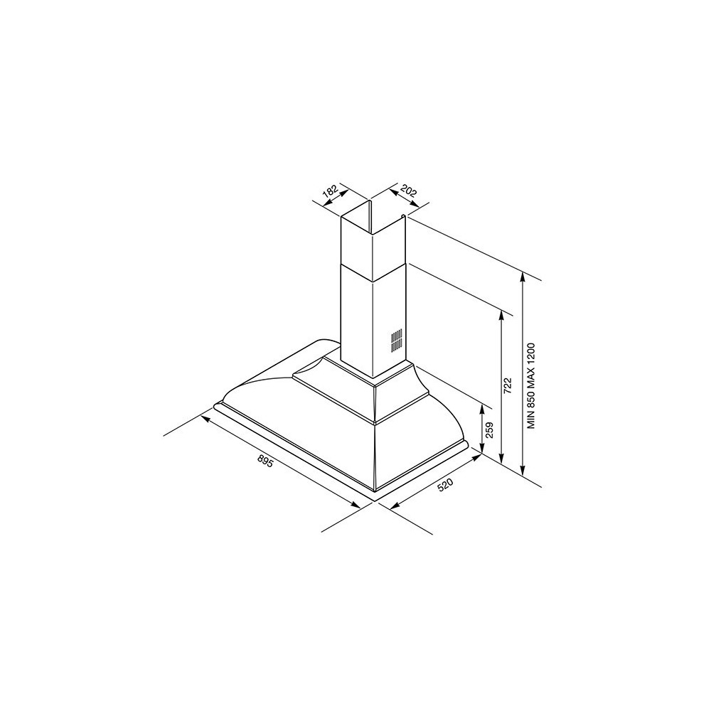 smeg kc19p Wandhaube, 90 cm, creme