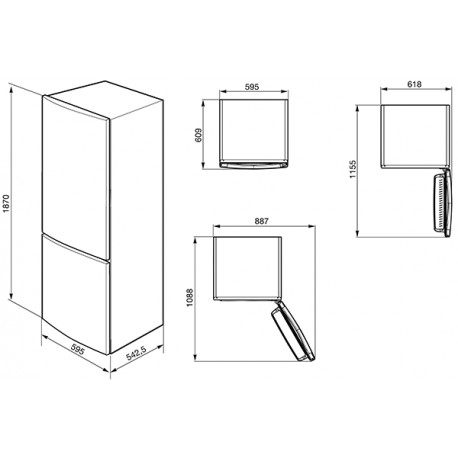 smeg fc34xpnf 合计冰箱,60厘米,无锈钢效应