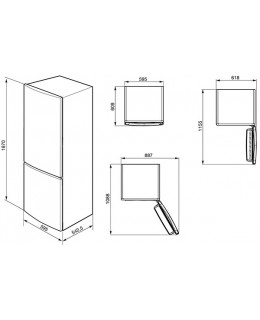 smeg fc34xpnf 合计冰箱,60厘米,无锈钢效应