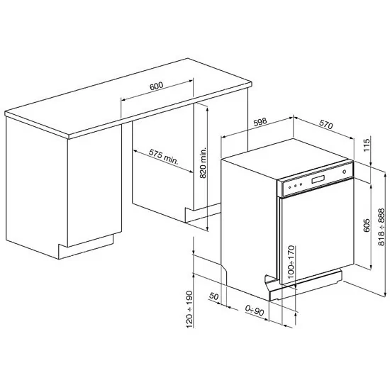 Посудомоечная машина smeg lsp327b Undermount белого цвета, класс A+