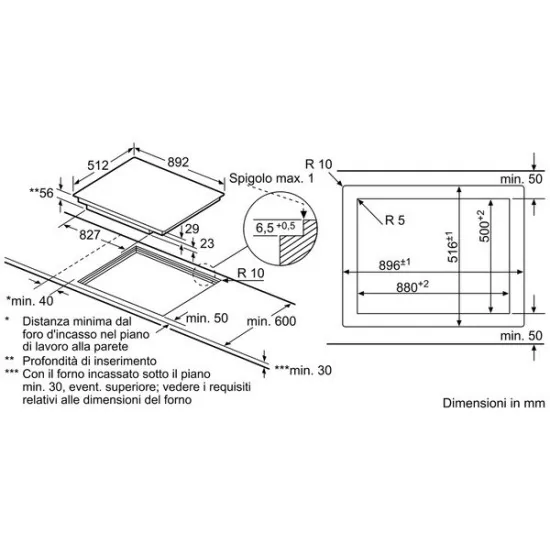 neff T59pt60x0 Piano FlexInduction, plateau de fil de 90 cm 