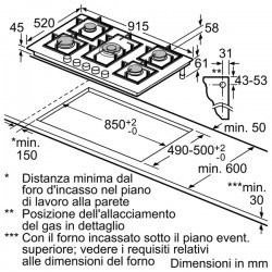 siemens PIANO INC 90 CM CRISTALLO GAS,Ep916qb91e