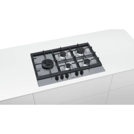 siemens EC845SB90E Plan de gaz 5 feux 75cm en acier inoxydable grilles en fonte