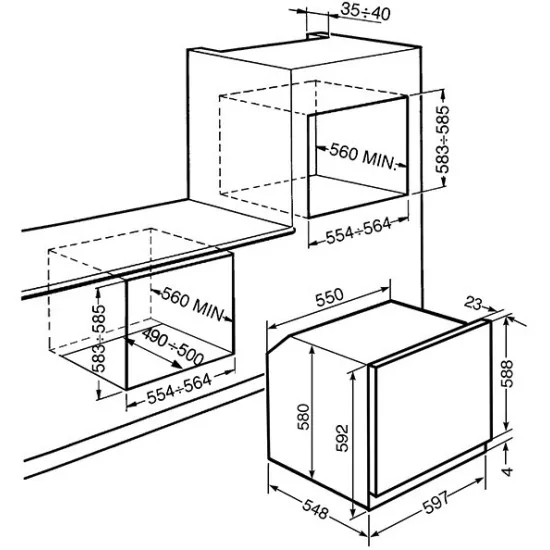 sFP6603NXE Pirolitischer thermoventilierter Ofen, 60 cm, schwarzes Glas
