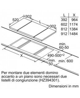 siemens ET375FFB1E Profili laterali in acciaio inox Domino vetroceramica 30 cm