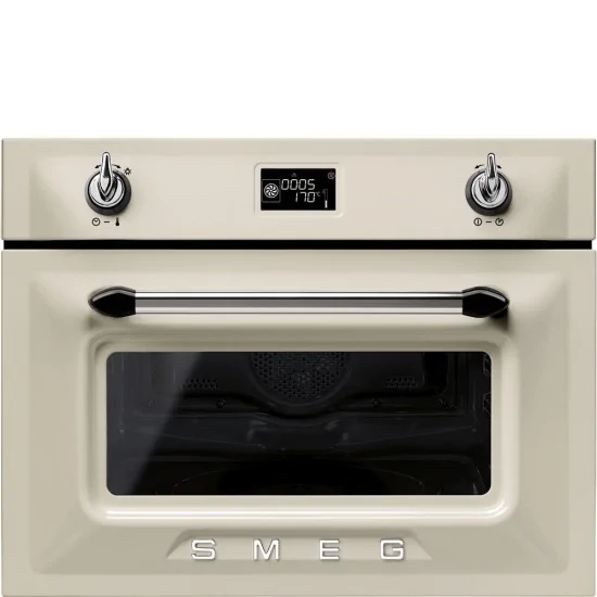 smeg SF4920MCP Kompakt Kombi-Mikrowelle, Creme