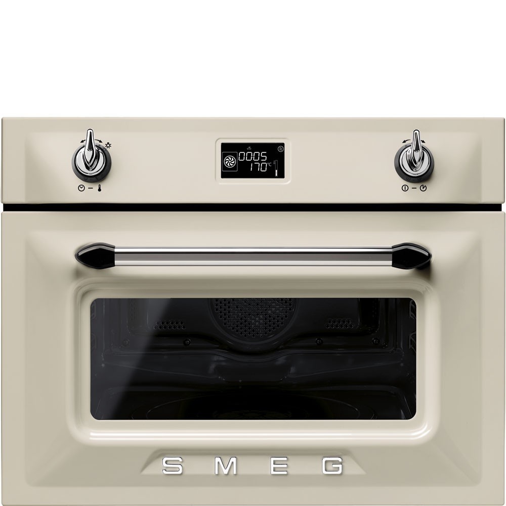 smeg SF4920MCP 紧凑型组合微波炉，奶油