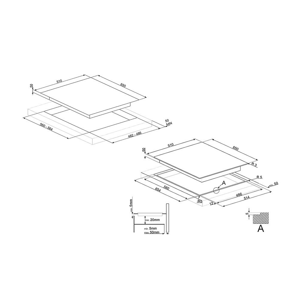 smeg PV375CN Gas on Glass Ceramic Hob