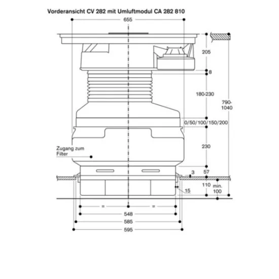 hinges CV 282 110 Plan de inducción flexible con ventilación integrada