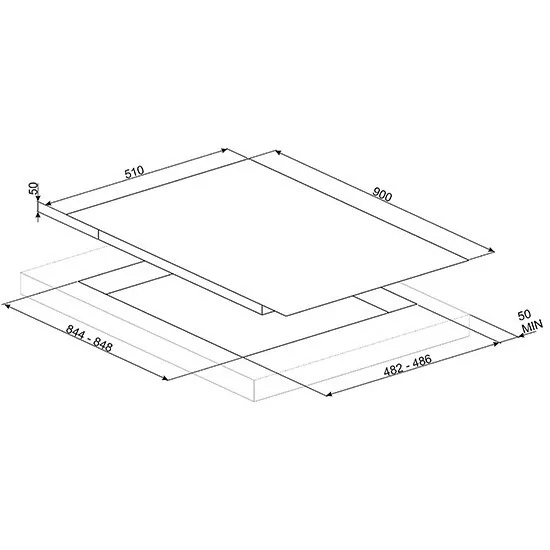 smeg pv695lcnr Plan de cocina, 90 cm