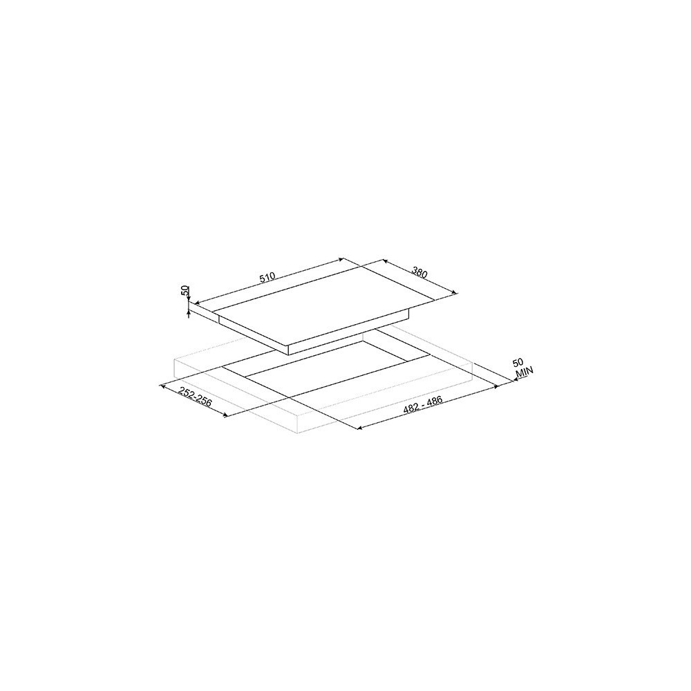 smeg PV632CNR Plan de cocina, 38 cm