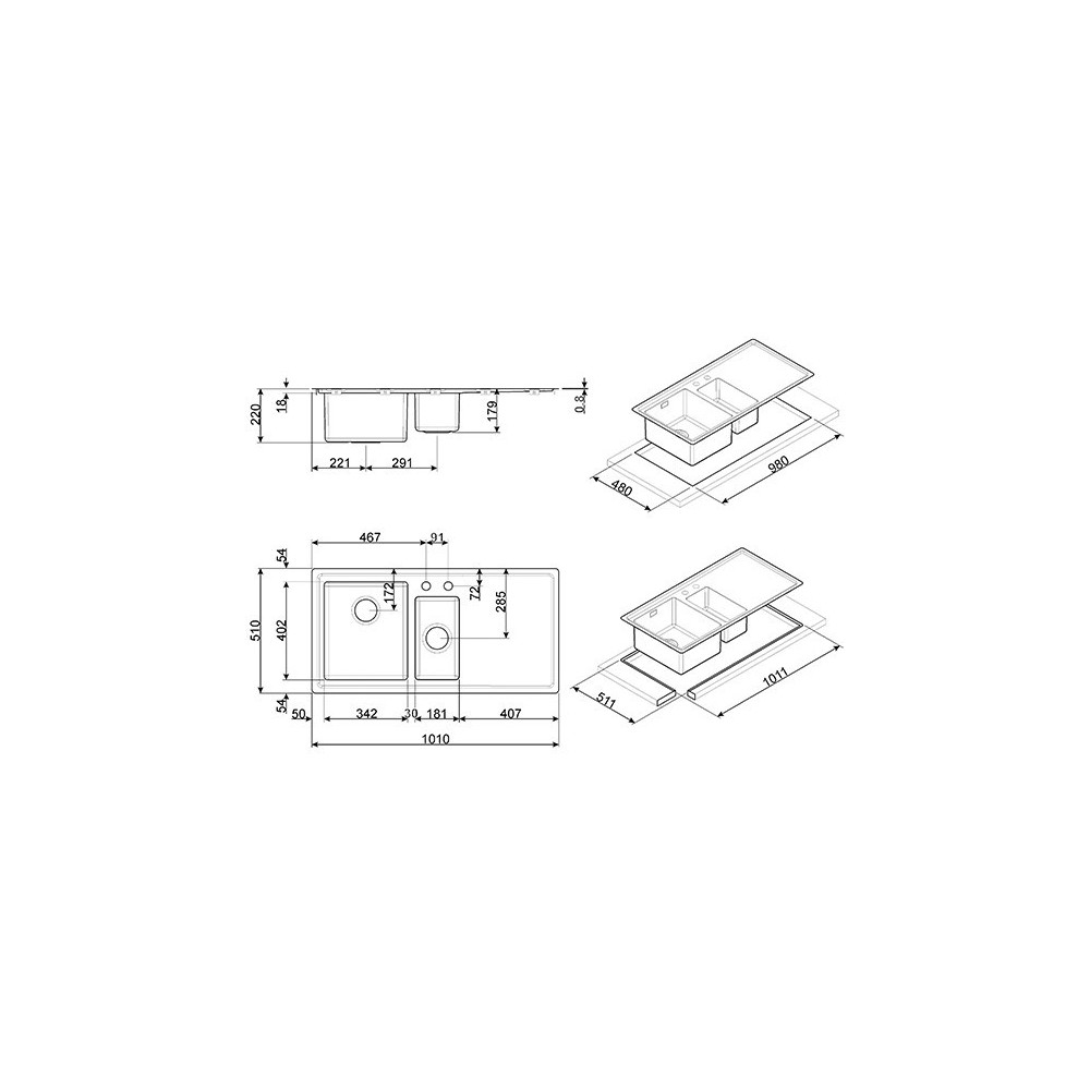 smeg lft102d fregadero receso