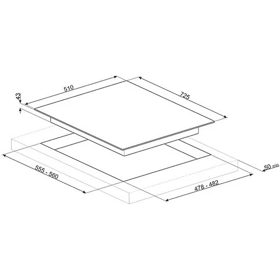 smeg PX375 table de cuisson à gaz avec des stands en fonte pan