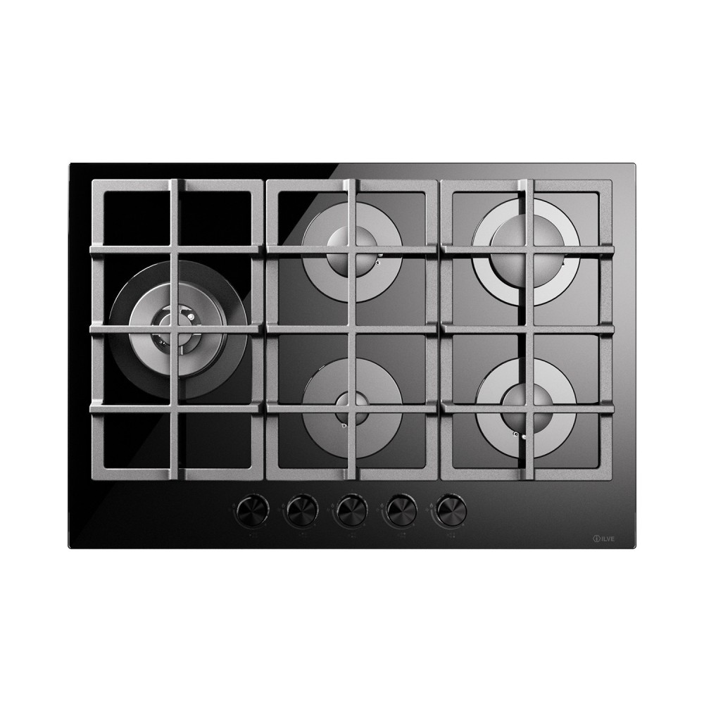 ilve HCG75SCK Gas hob in tempered glass