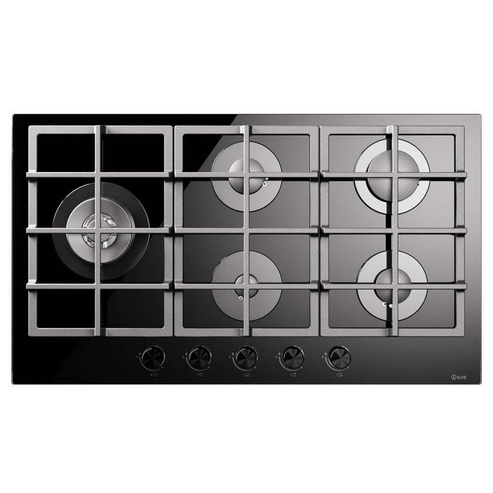 ilve HCG90SCK Piano cottura a gas vetro