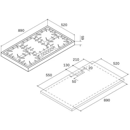 ilve HAP95FC Plaque de cuisson à gaz