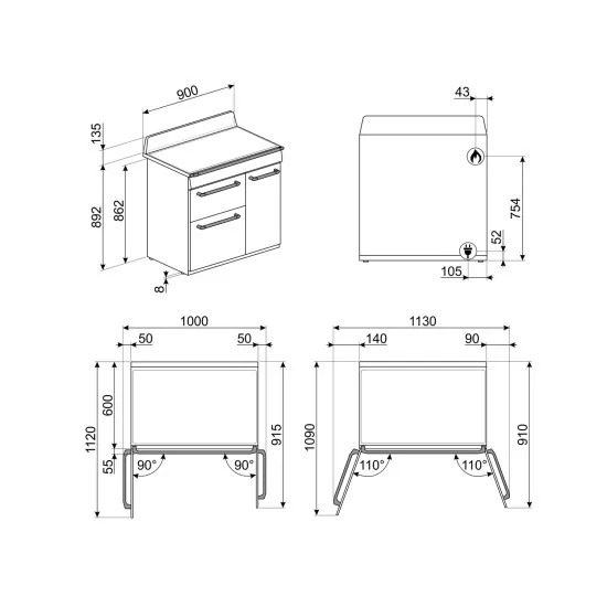smeg tr93gr ardoise gris