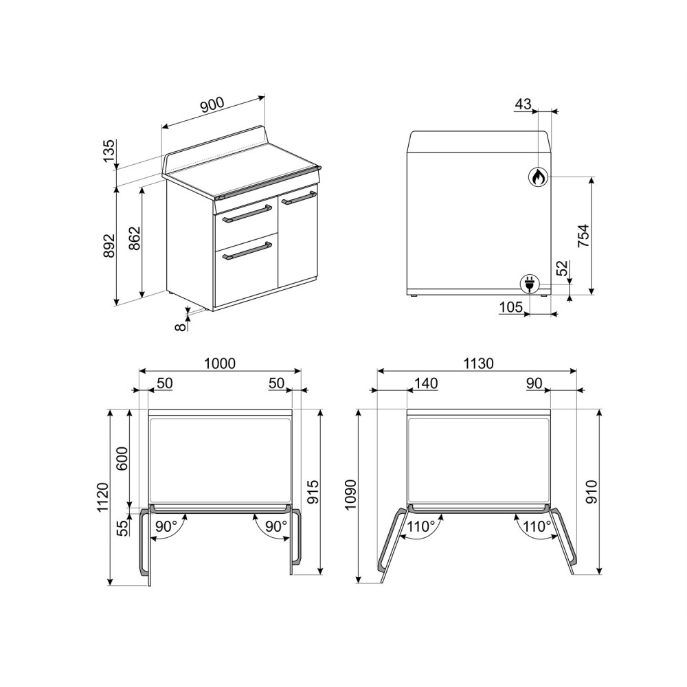smeg tr93gr schiefer grau
