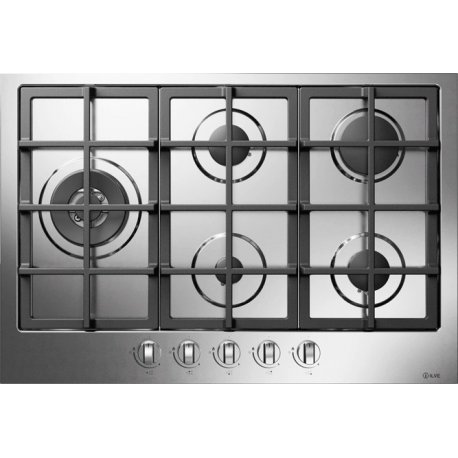 Plaque de cuisson à gaz Ilve, acier inoxydable 75 cm, 5 wok latéraux à  gauche