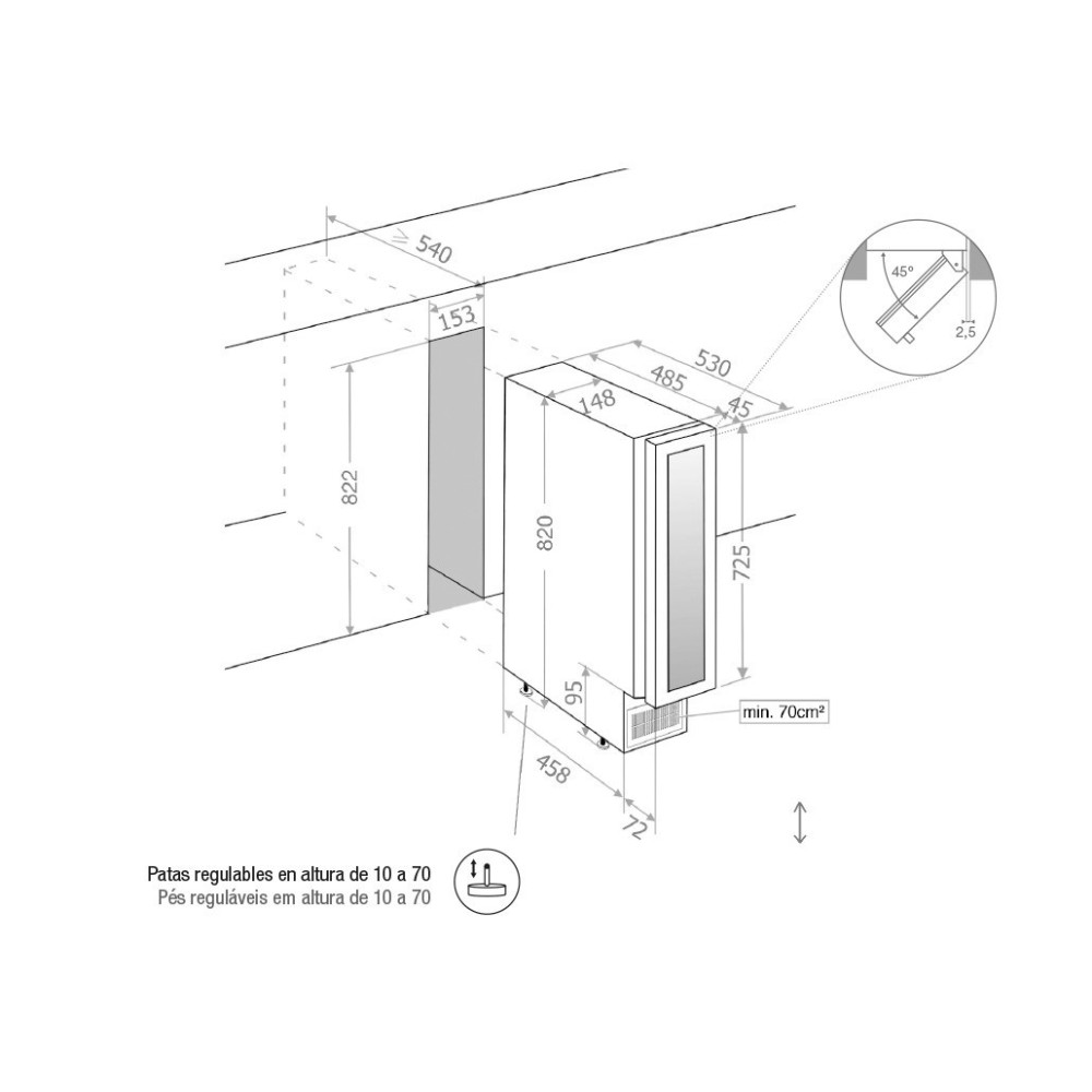 Pando PVMB 15-7 Cantinetta incasso vino 7 bottiglie