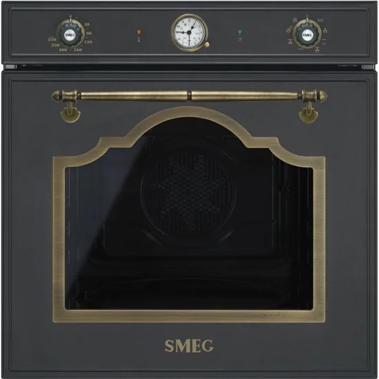 SMEG SF67C1DAO Horno empotrado de vapor antracita con asas de latón antiguo