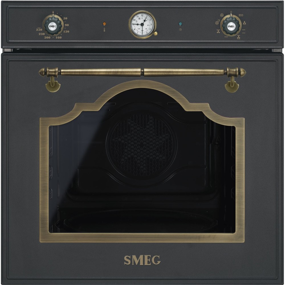 SMEG SF67C1DAO антрацит пара утопленная духовка с античными латунными ручками