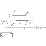 disegno tecnico kitchenaid KHIMS66500 PIANO DI COTTURA A INDUZIONE 65 CM DA INCASSO