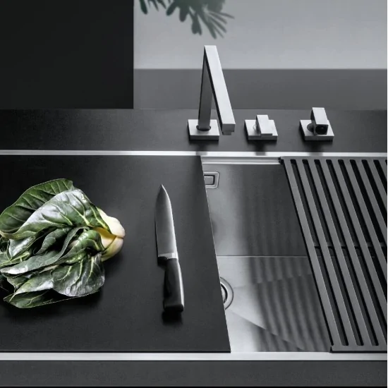 Barazza 1RUBMZK Foldable under-window kitchen mixer kit - satin stainless steel