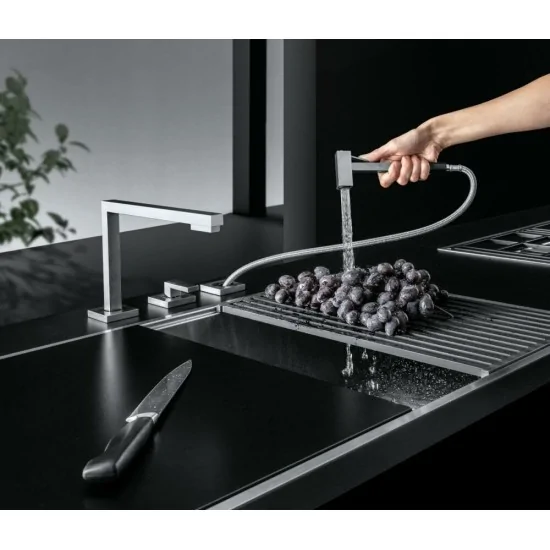 Barazza 1RUBMZK Foldable under-window kitchen mixer kit - satin stainless steel