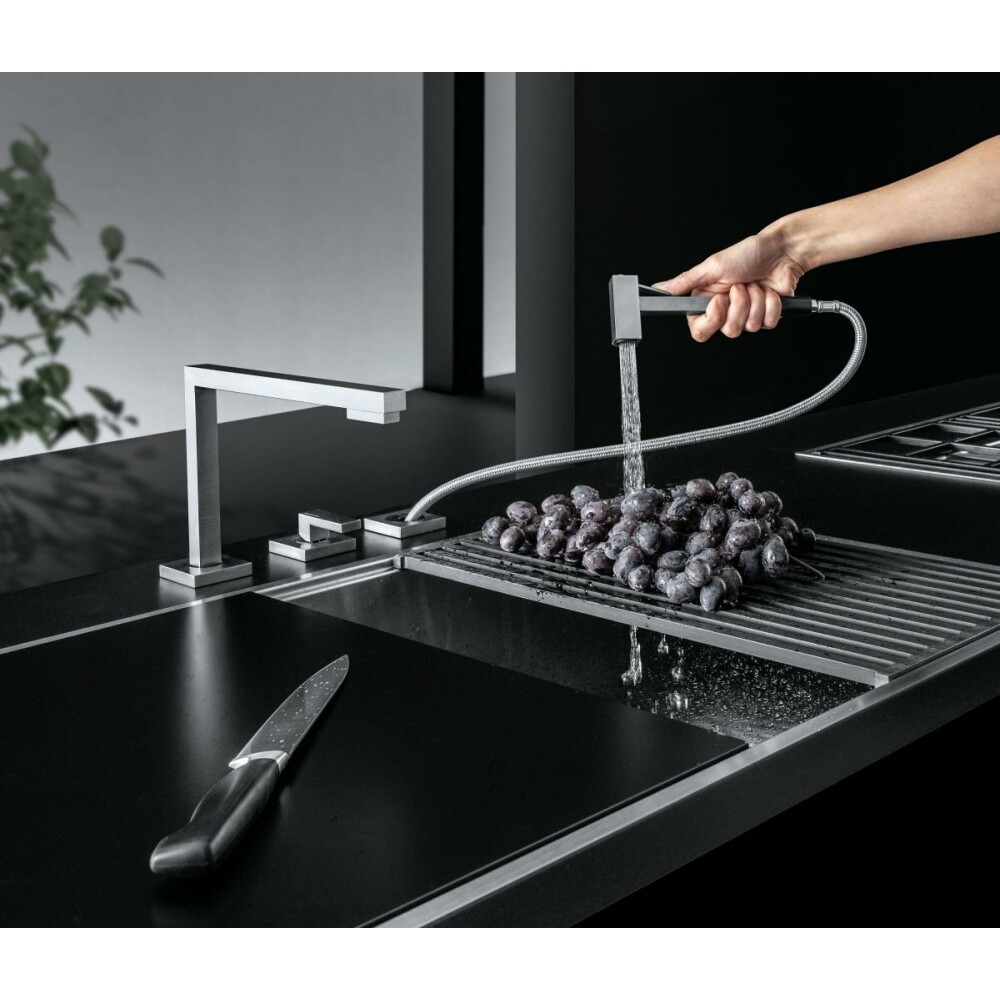 Barazza 1RUBMZK Foldable under-window kitchen mixer kit - satin stainless steel