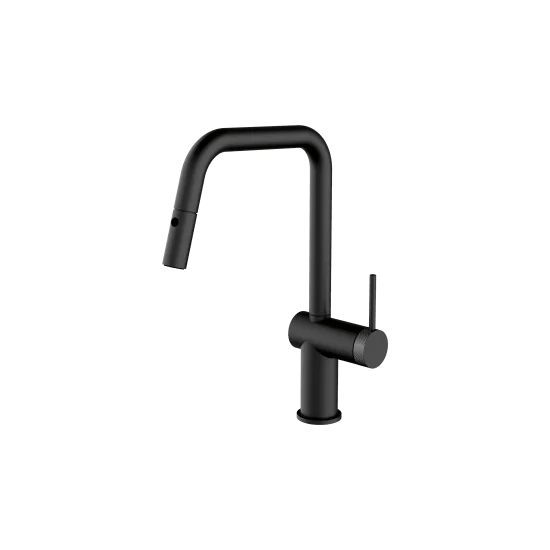 Barazza 1RUBEVDK EVO SHOWER MIXER TAP BLACK WITH PULL-OUT SHOWER WITH DOUBLE SPRAY