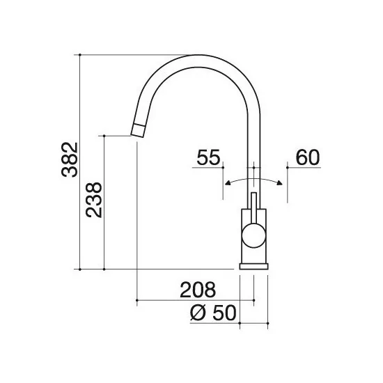 Barazza 1RUBMBO1 Satin stainless steel kitchen mixer