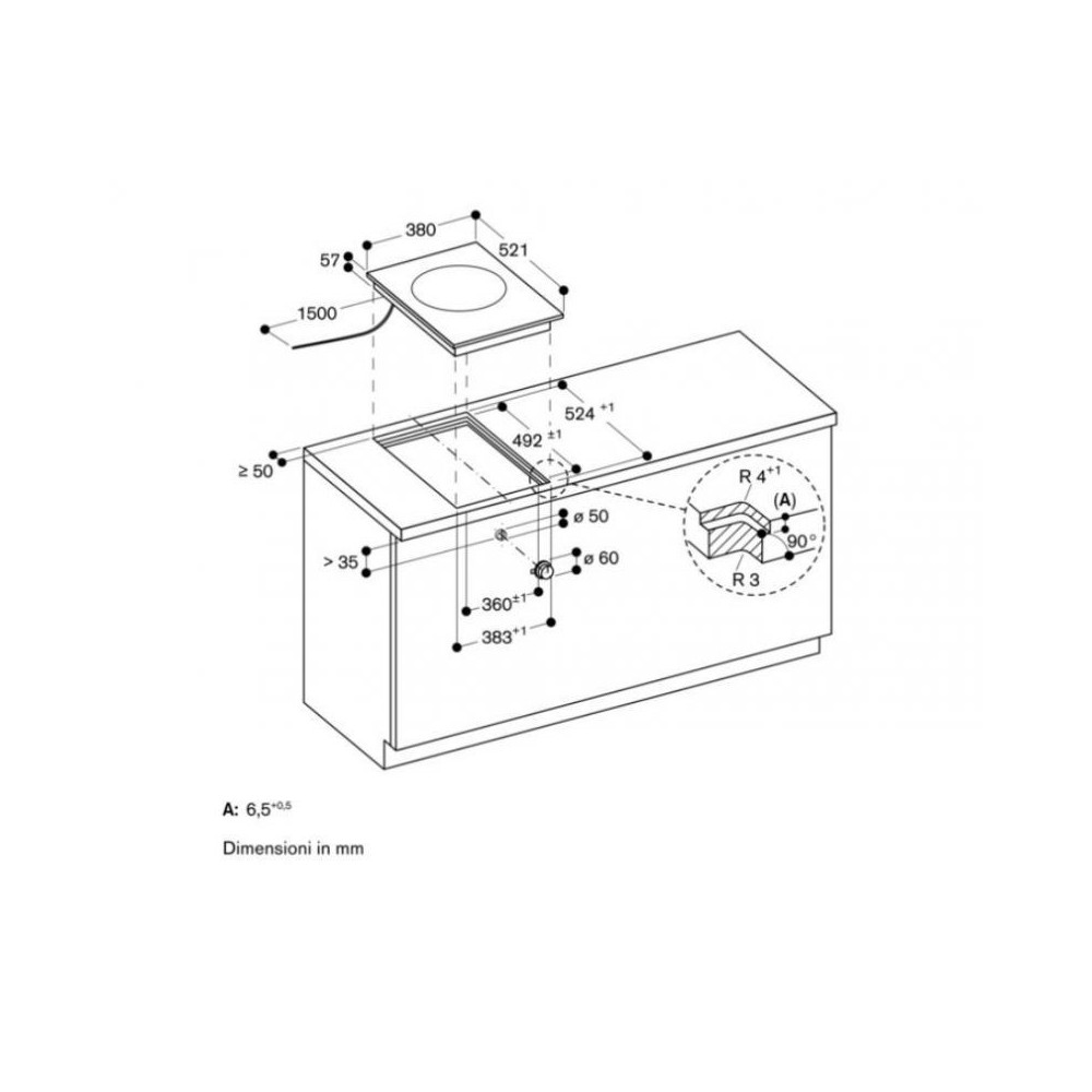 Gaggenau 38 cm 1 zone de cuisson 21-32 cm, sans cadre, encastrée sans boutons précision et polyvalenok