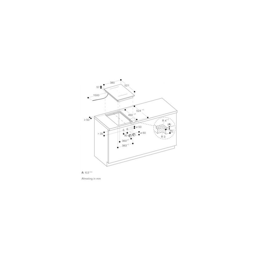 Gaggenau 38 cm 2 zones, 1 zone flex, sans cadre, encastrée, sans boutons, précision et polyvalence.