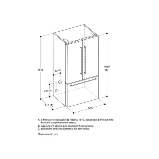 用法文门冰箱提炼你的厨房 Gaggenau, 90,5 X 183 X 70,6厘米,配有撒布器。.