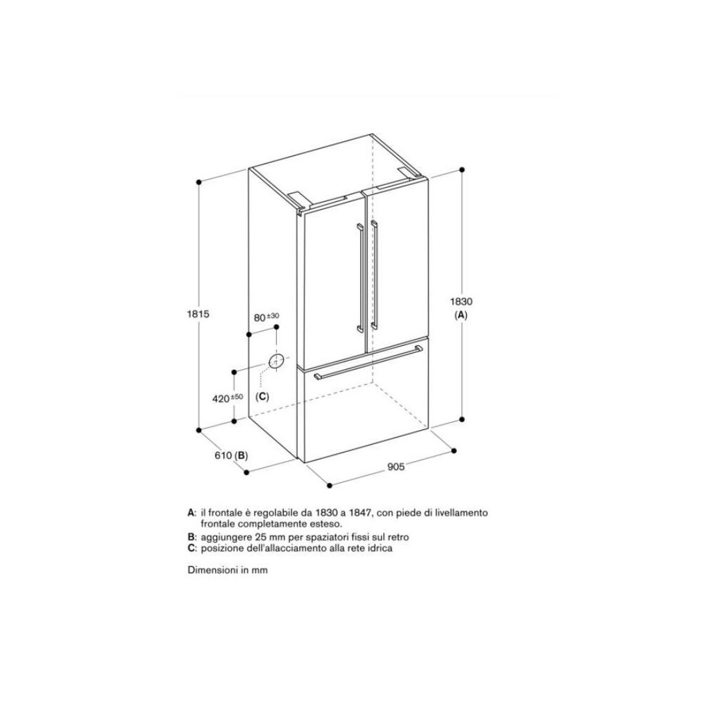 Повышение вашей кухни с французским дверным холодильником Gaggenau, 90,5 X 183 X 70,6 см, оснащенный дозатором.