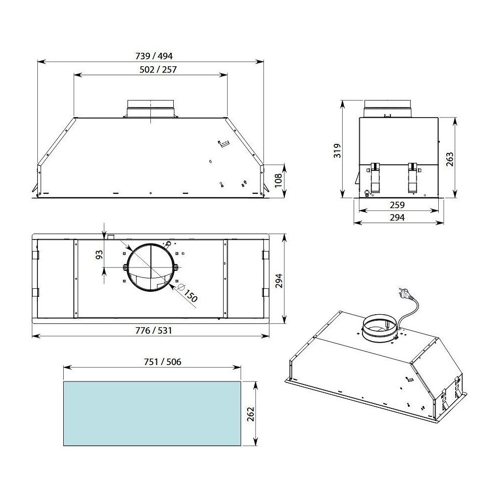 Falmec Gruppo Encastré NRS 70 cm | Hotte encastrable silencieuse et performante