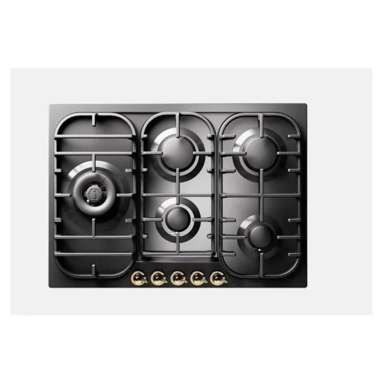 Ilve HCB70SDN Einbaukochfeld, Gas/Edelstahl/malzfarbener 70-cm-Seitenwok.