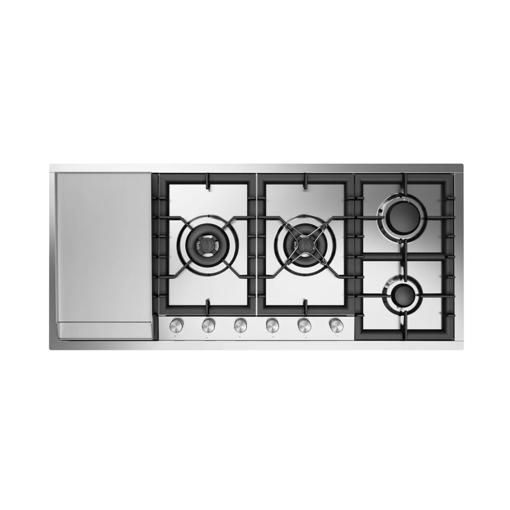 Ilve HCPT125FD 120 cm flush-mount hob, 6-burner gas hob, Fry Top plate,