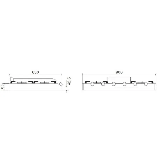 Ilve Professional 90 cm freestanding hob with HCP9656FD gas fry top