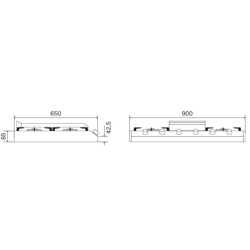 Table de cuisson Ilve Professional 90 cm avec plaque de cuisson à gaz HCP9656FD