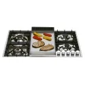 90 cm built-in flush-mount stainless steel gas hob + frytop : colours - s.Steel SS, Knob and handrail finishing - Satinate