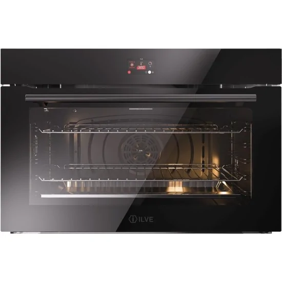 Ilve 90 cm electric built-in oven: Glossy Black, 30-300°C.