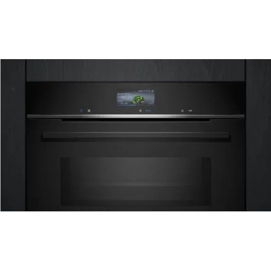 Four combiné raffiné avec micro-ondes intégré Siemens HM776GKB1 iQ700 Noir 60 x 60 cm pour des cuisines classes et stylées.