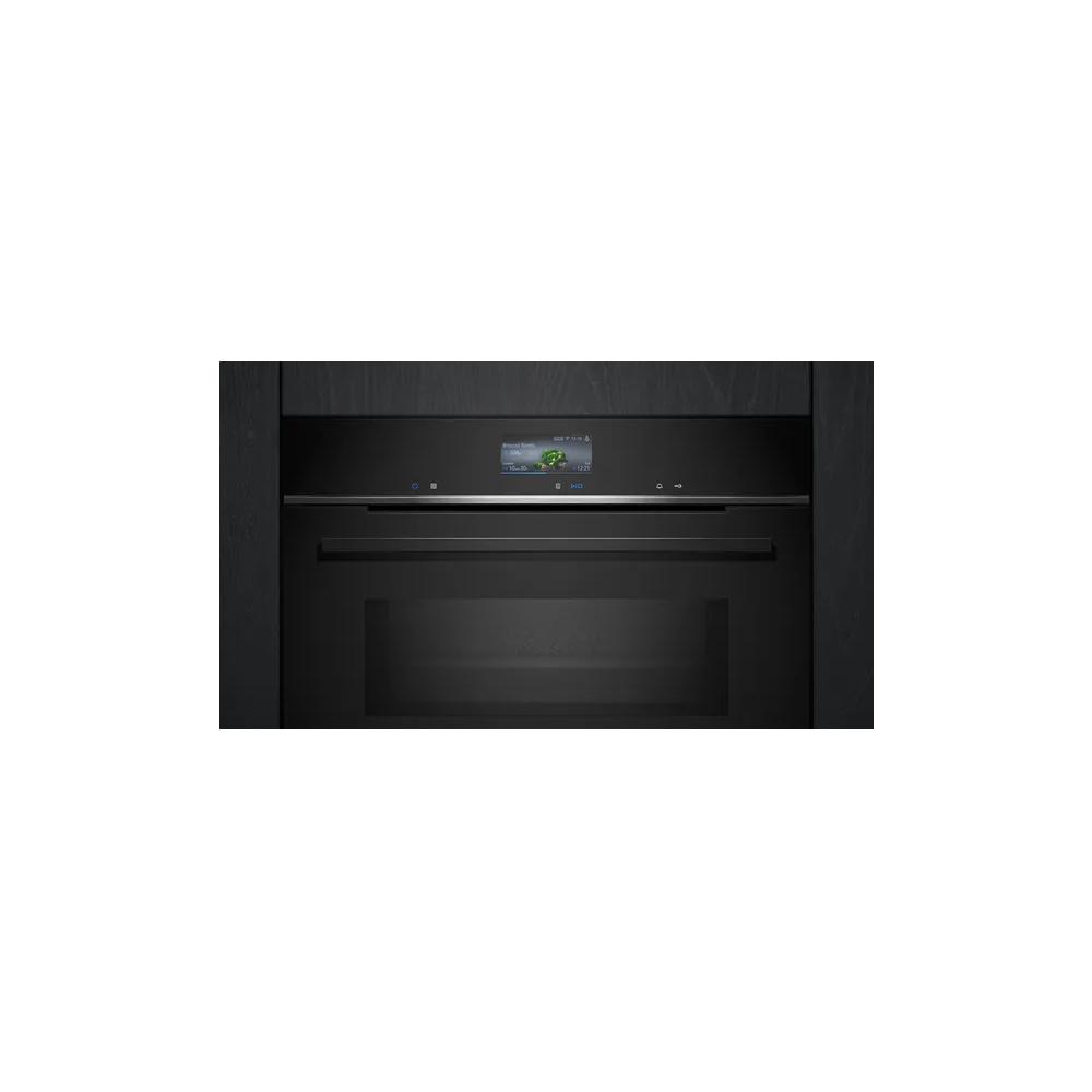 Refined combined oven with built-in microwave Siemens HM776GKB1 iQ700 Black 60 x 60 cm for classy and stylish kitchens.