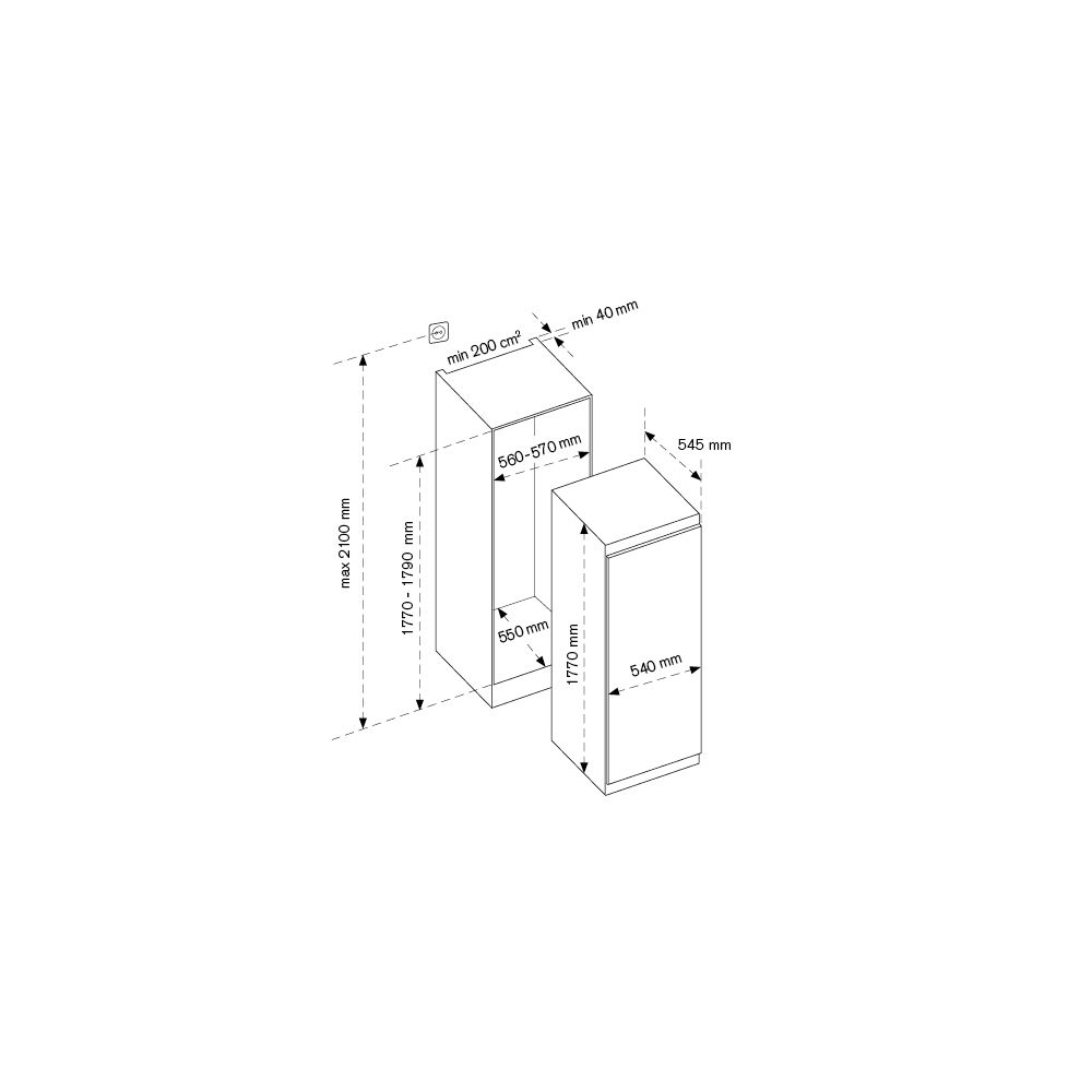 Bertazzoni FRZ603UBNPTc20: 60 cm Columna de frigo.