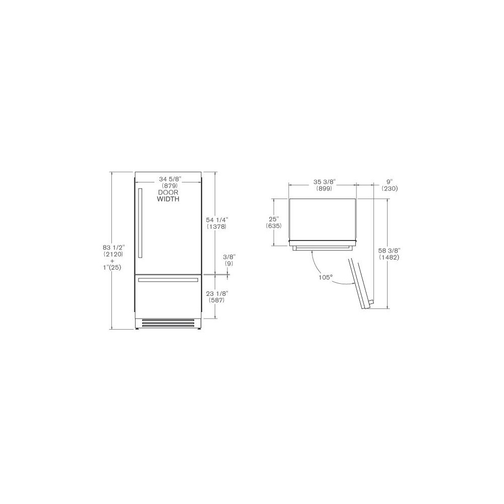 Bertazzoni Ref905Bbrxt Frigo H 205xL 90cm Stainless Steel DX
